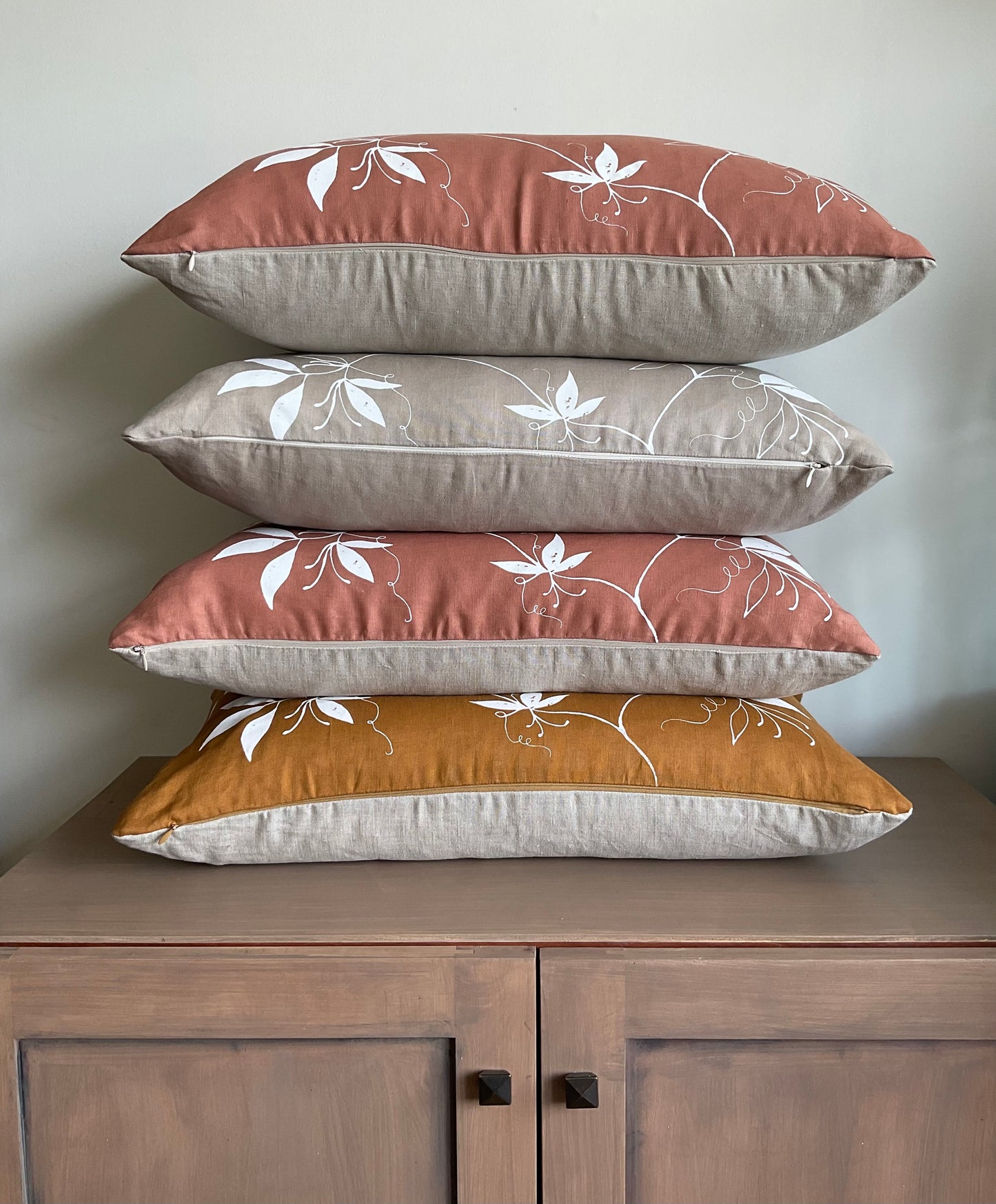 Linen Screen Printed Pillow Cover - Sand