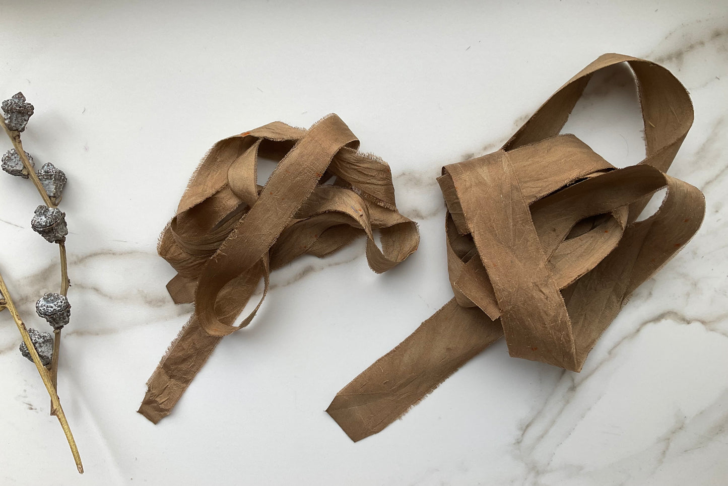 Hand Dyed Silk Ribbon - Caramel