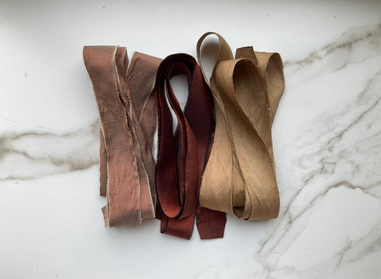 Hand Dyed Silk Ribbon - Caramel
