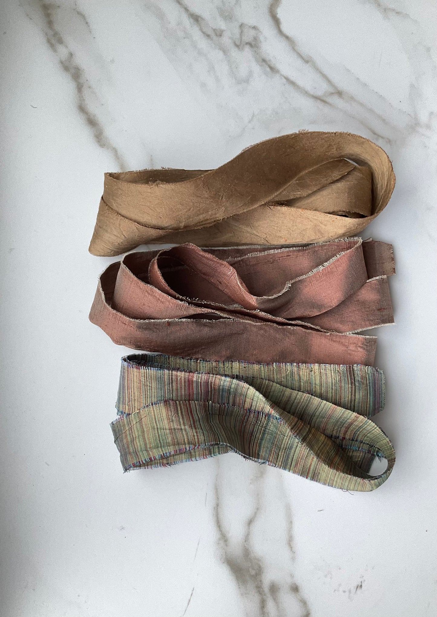 Hand Dyed Silk Ribbon - Caramel