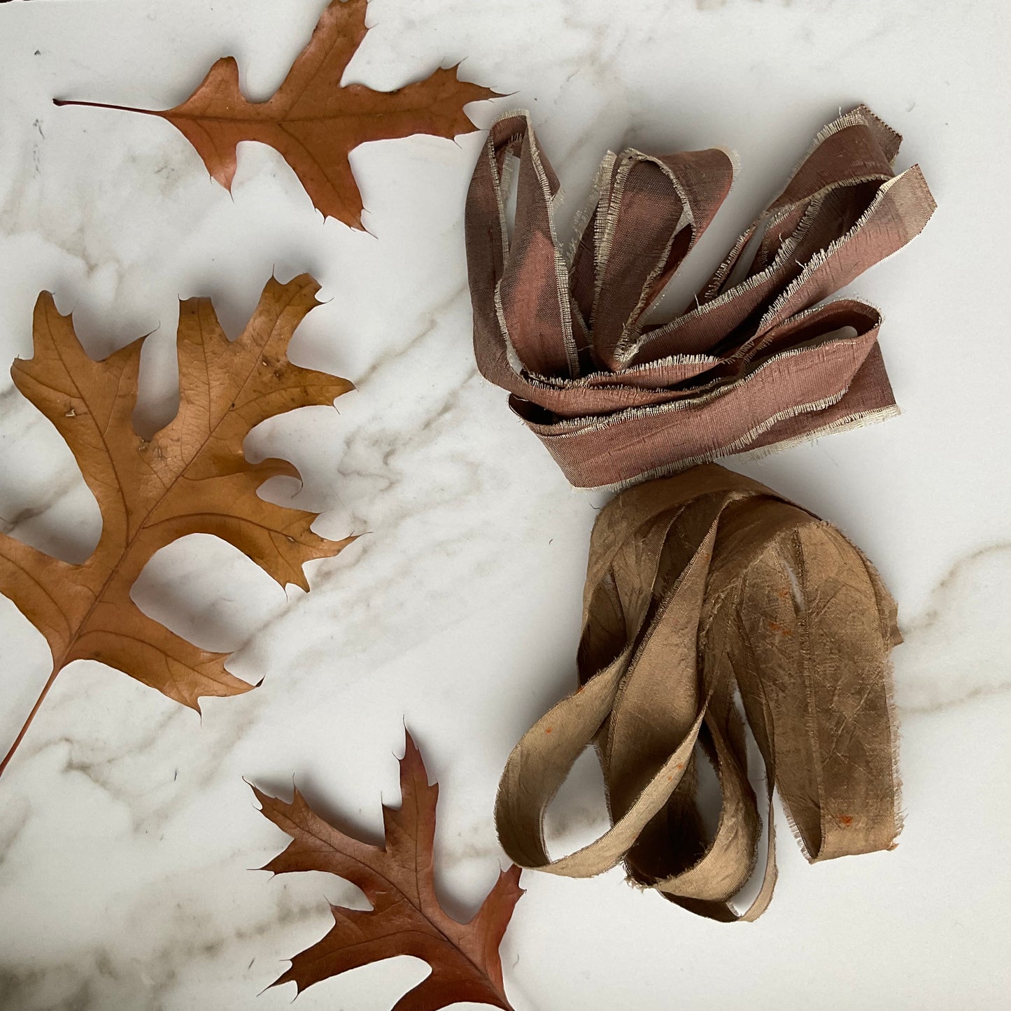 Hand Dyed Silk Ribbon - Caramel