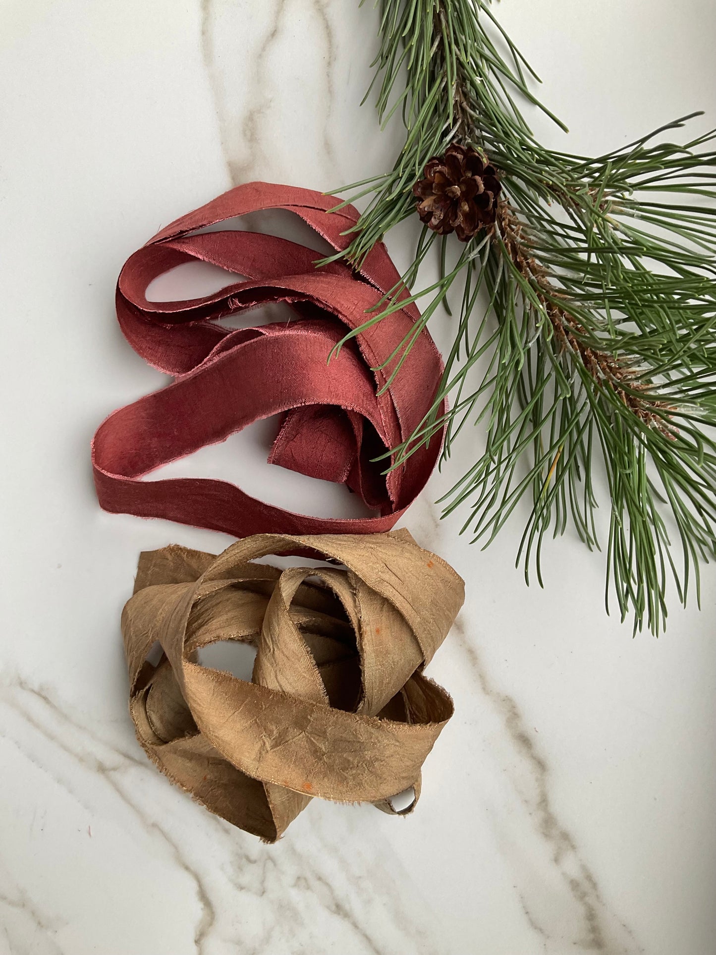 Hand Dyed Silk Ribbon - Cranberry