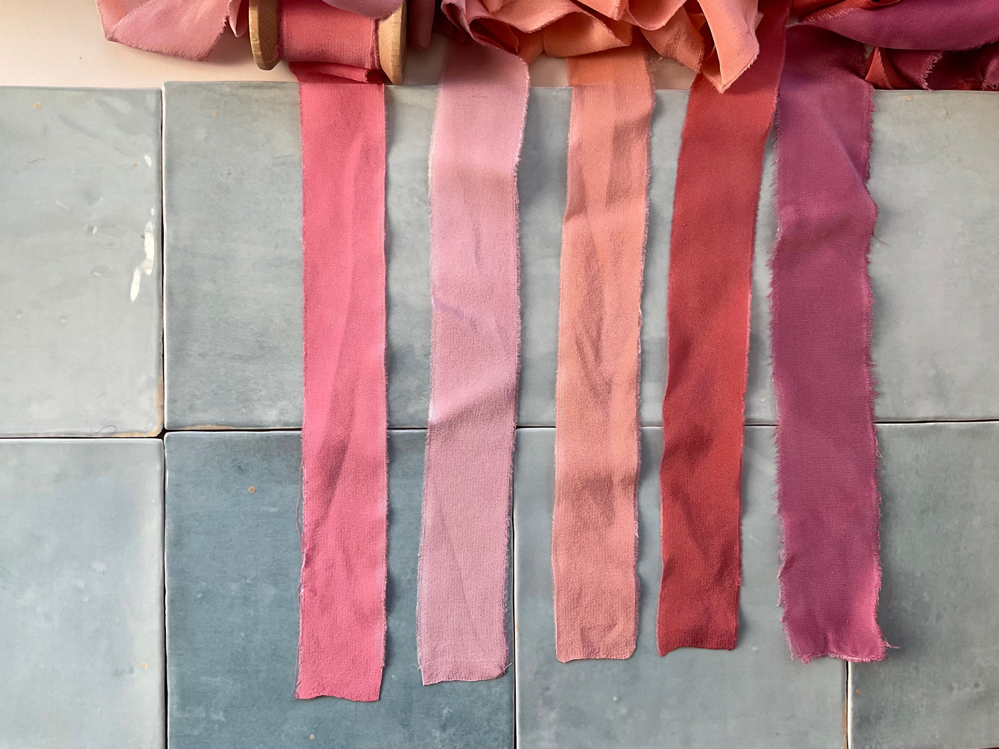 Hand Dyed Silk Ribbon - Salmon