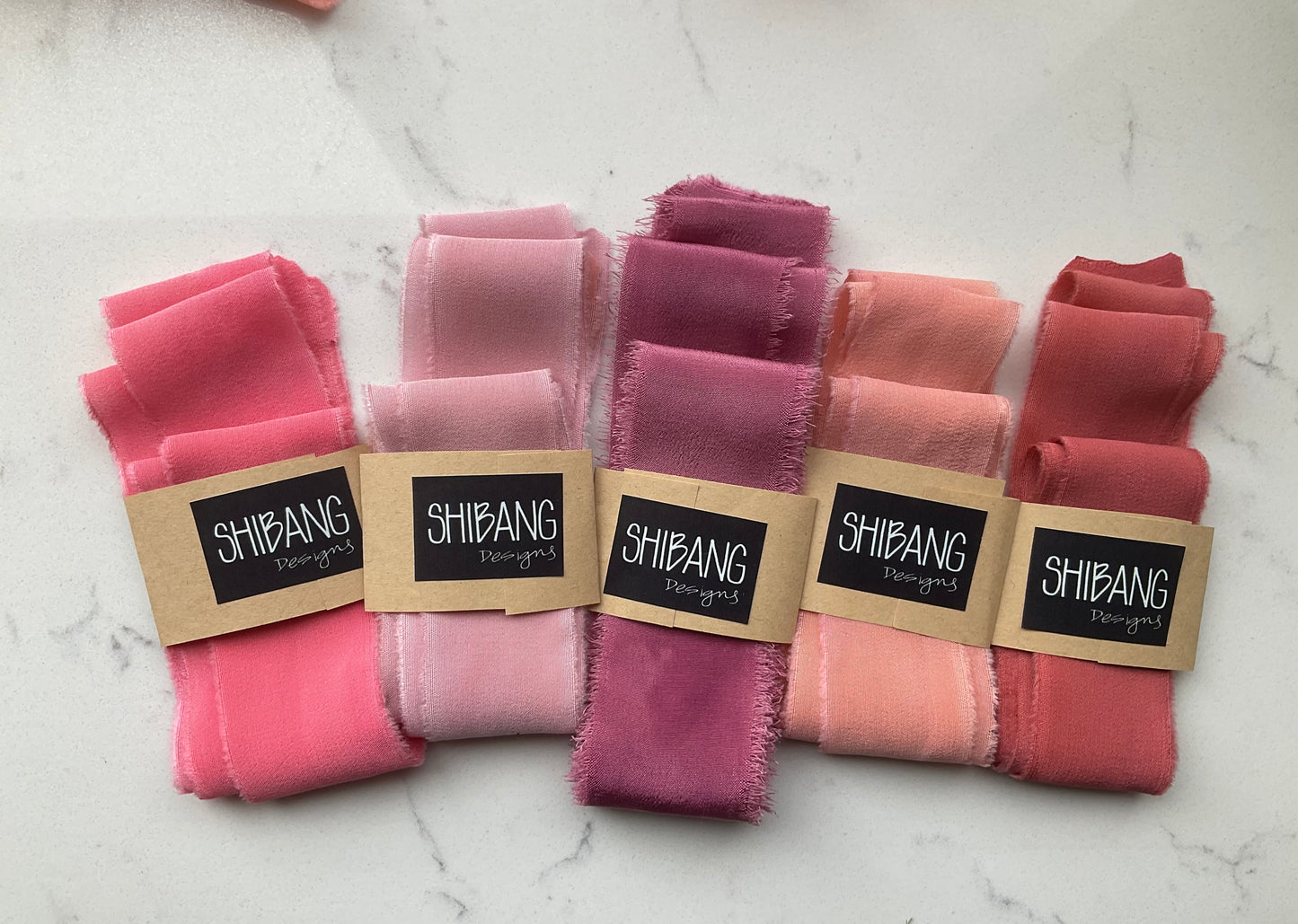 Hand Dyed Silk Ribbon - Salmon