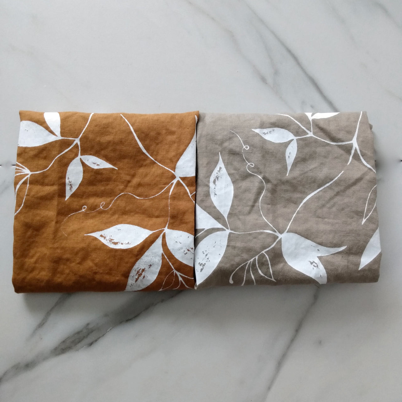 Raw Sienna & White Linen Tea Towel