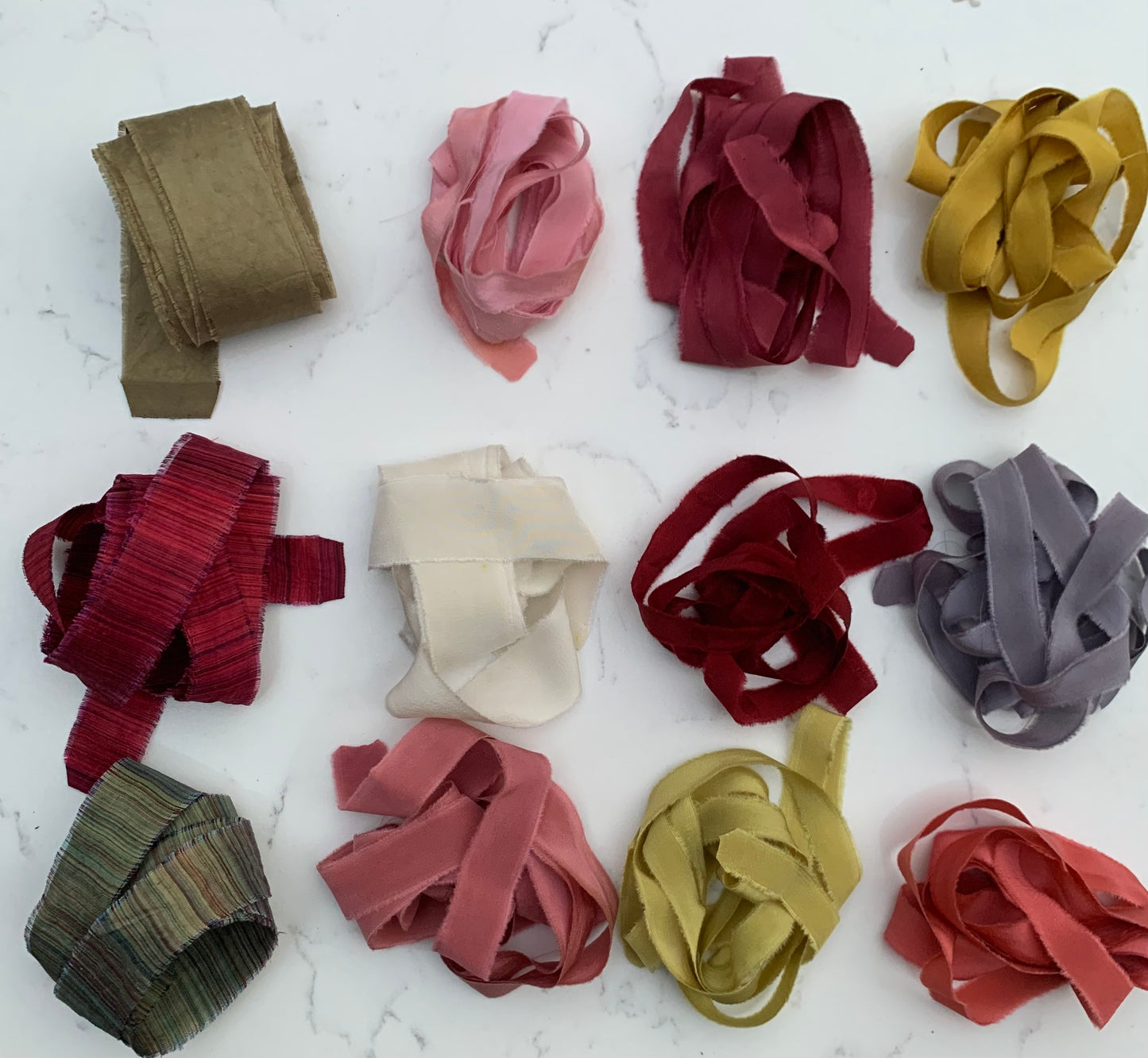 Hand Dyed Silk Ribbon - Yellow Gold