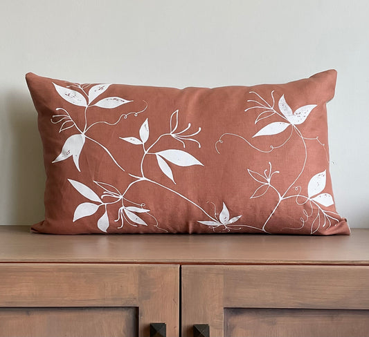 Linen Screen Printed Pillow Cover - Dusty Rose