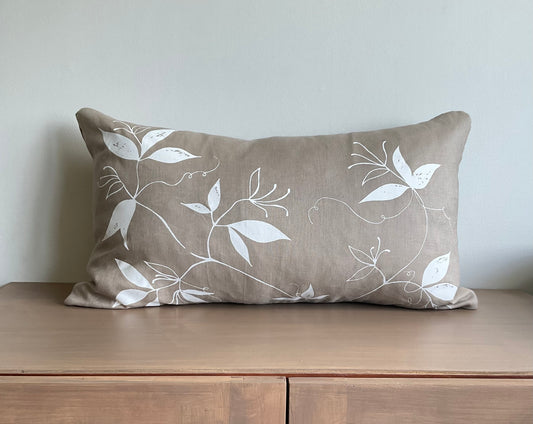Linen Screen Printed Pillow Cover - Sand