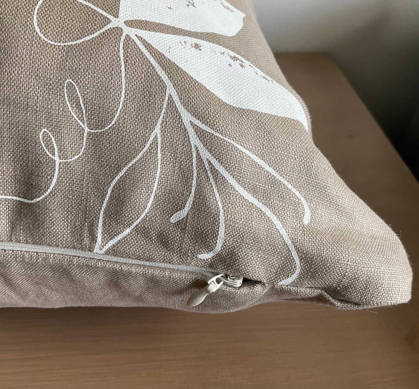 Linen Screen Printed Pillow Cover - Sand