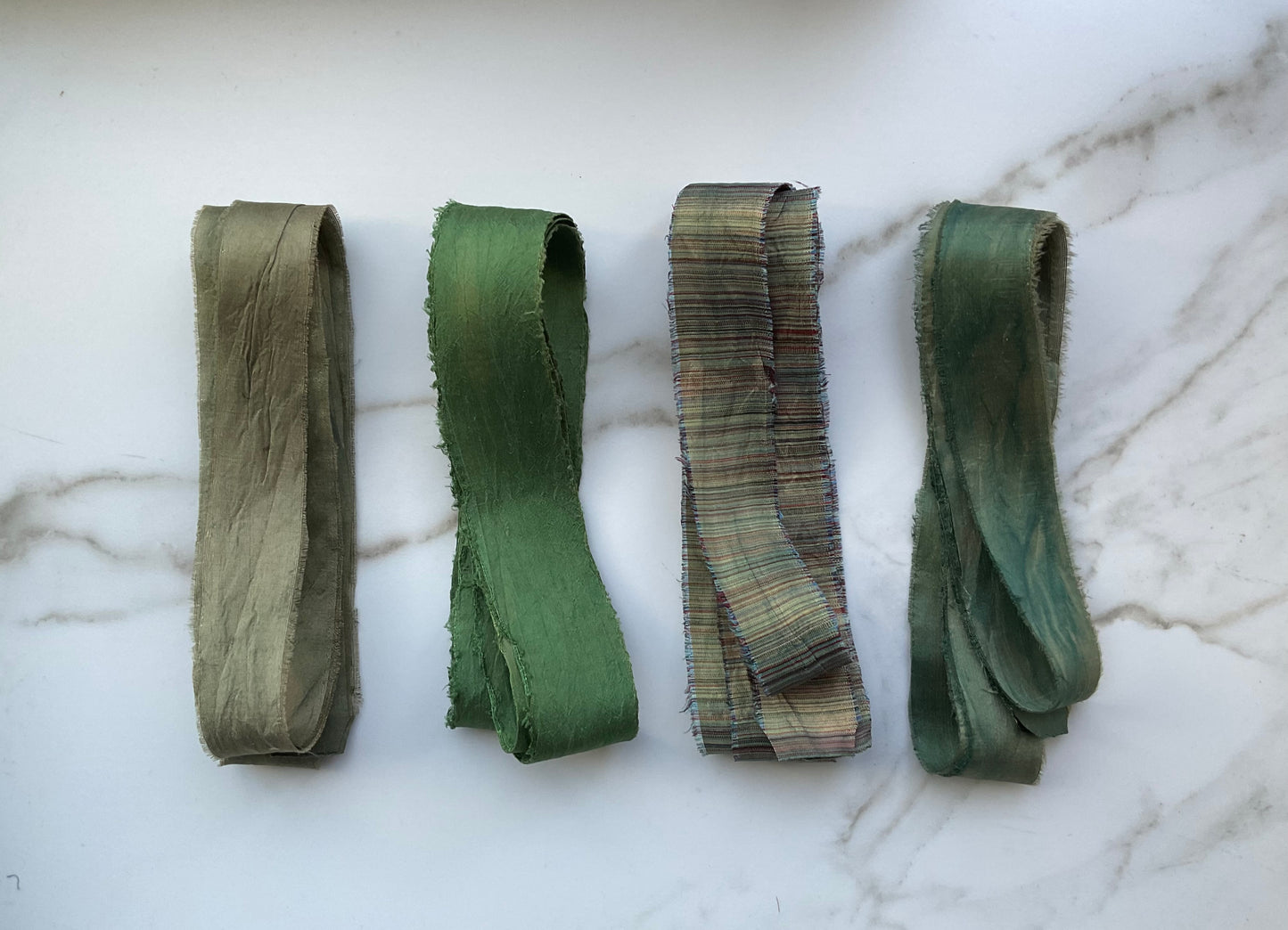 Hand Dyed Silk Ribbon - Evergreen