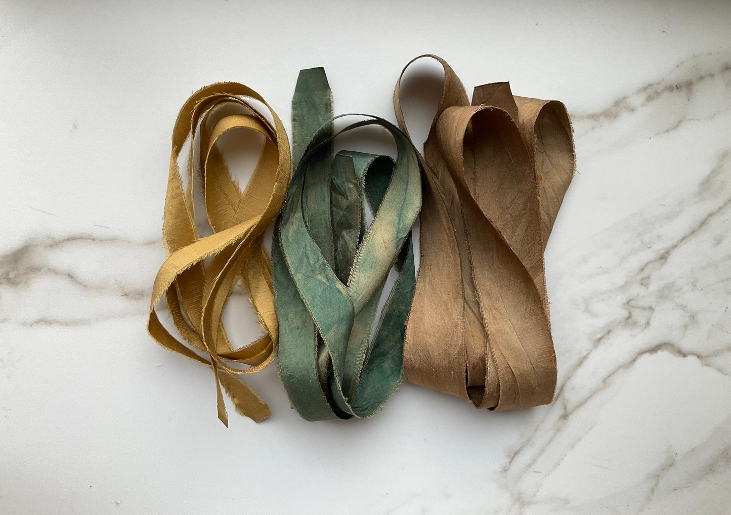 Hand Dyed Silk Ribbon - Forest Green