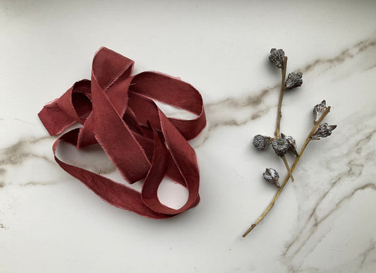 Hand Dyed Silk Ribbon - Cranberry