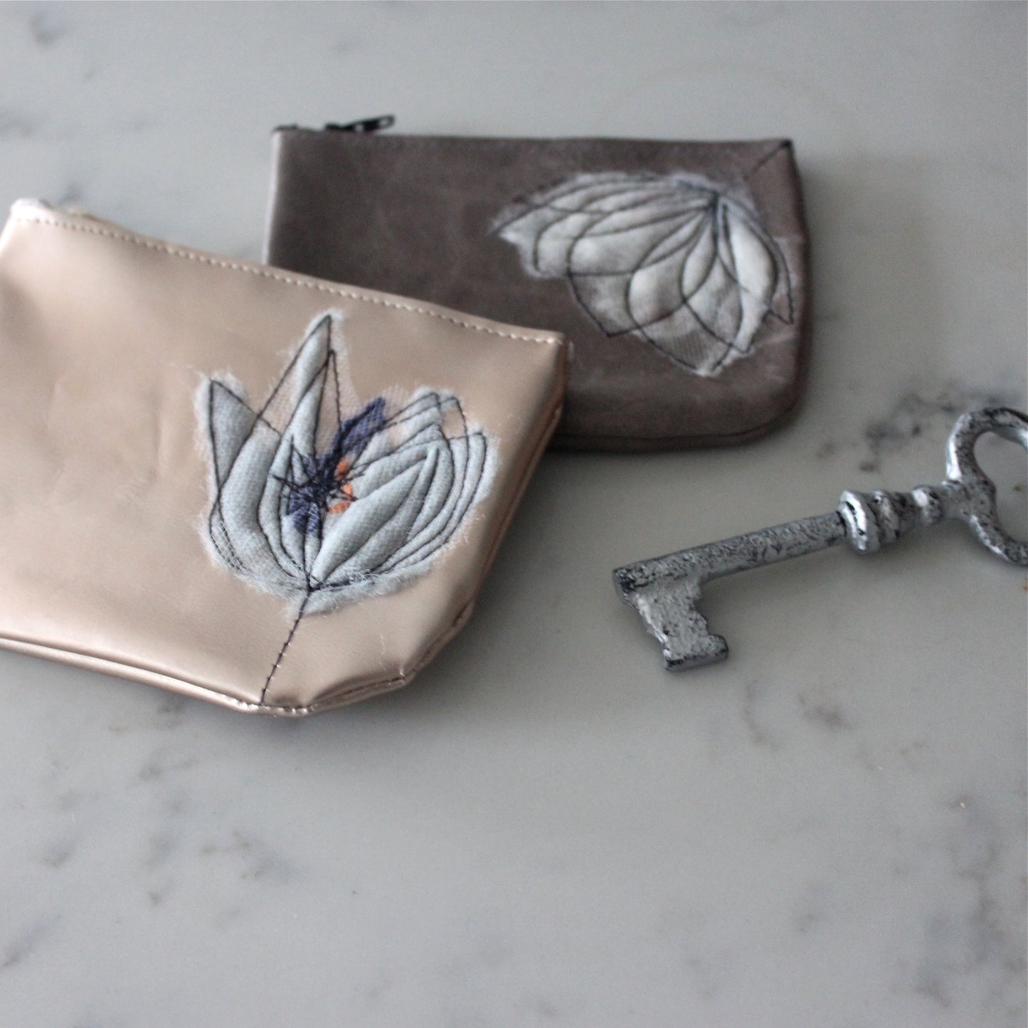 Leather Coin Purse - Copper & Steel Blue