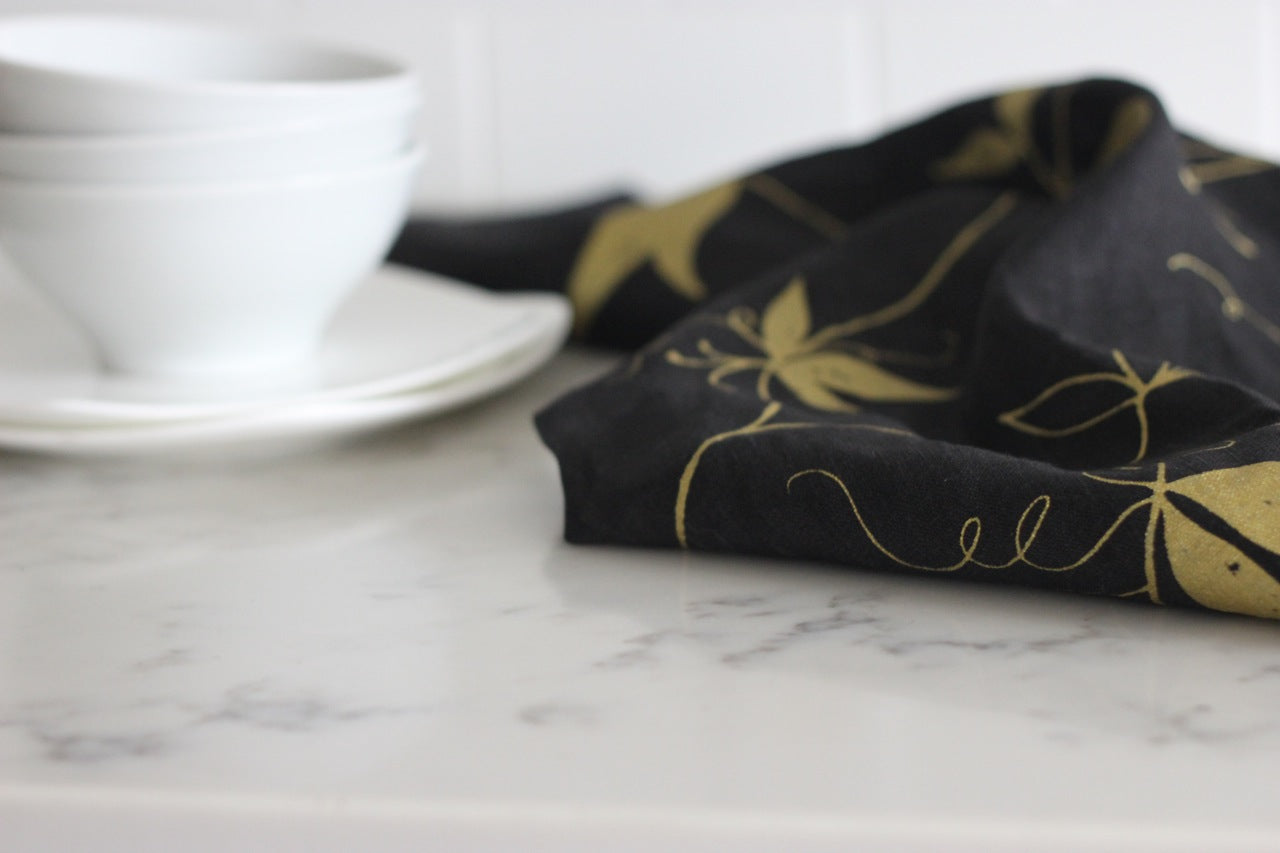 Tea Towel - Black & Gold