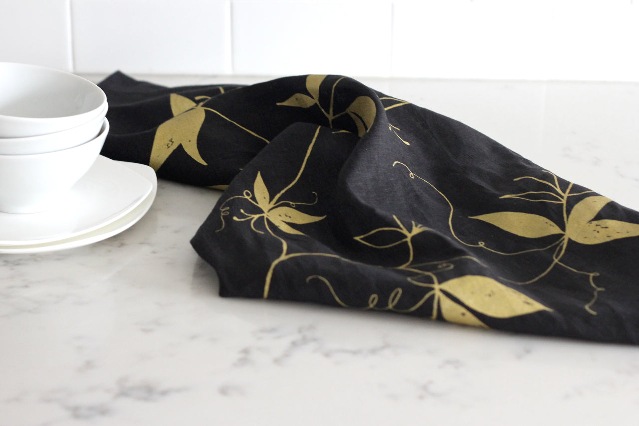 Tea Towel - Black & Gold