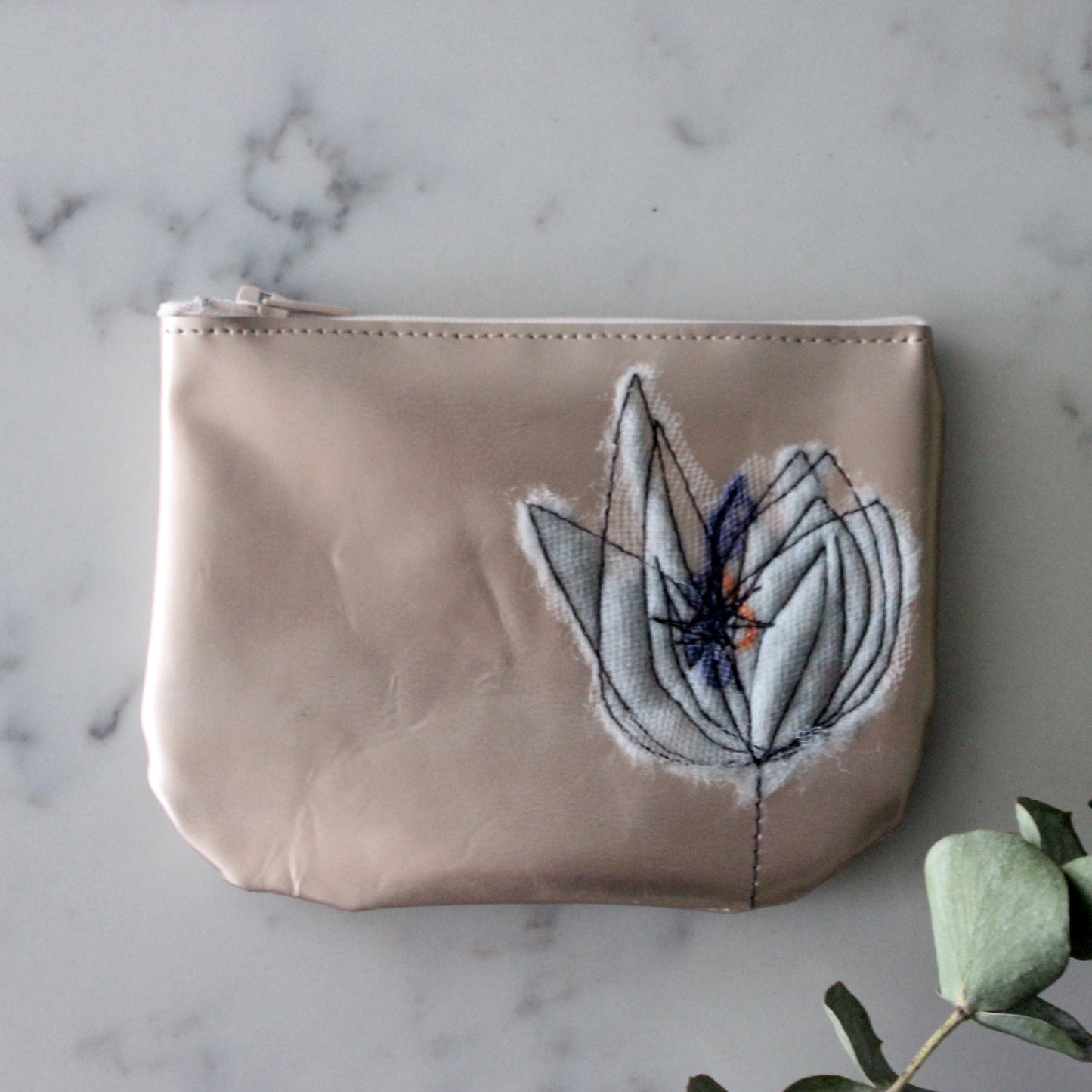 Leather Coin Purse - Copper & Steel Blue