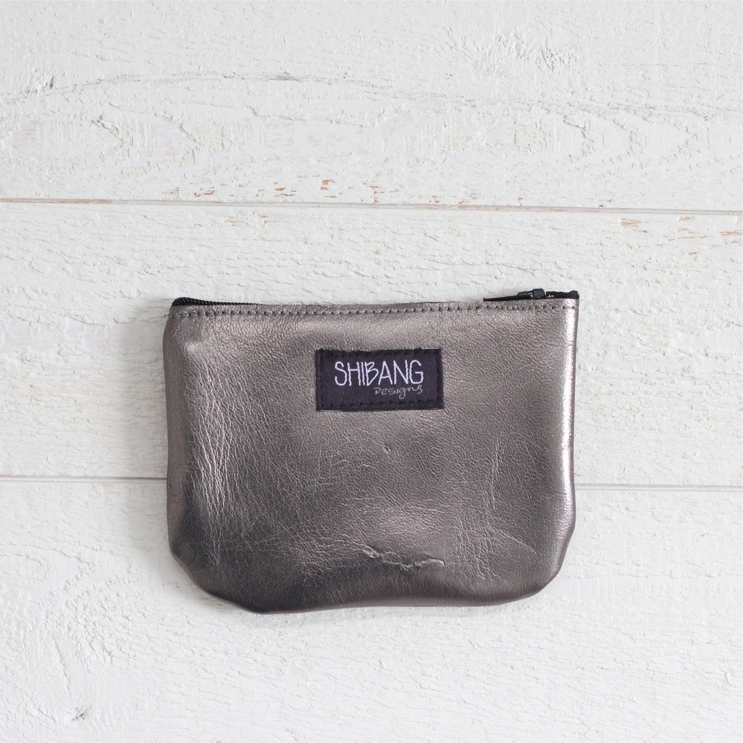 Leather Coin Purse - Pewter & Blush